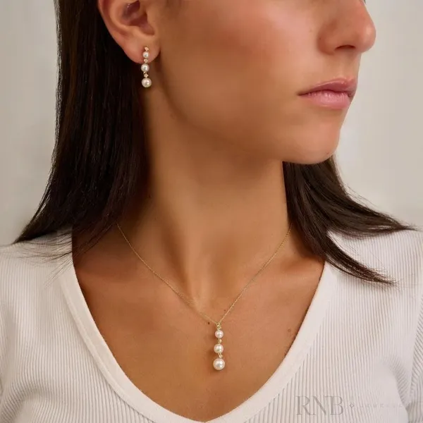 Cultured Pearl & Diamonds Stud Earrings Image 2 Frontenac Jewellers Kingston, ON