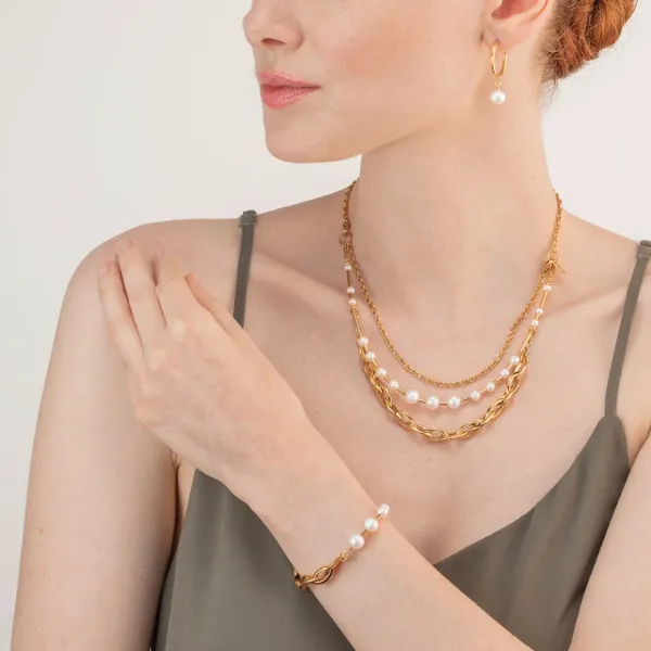 Bracelet Freshwater Pearls & Chunky Chain Navette Multiwear white-gold Image 2 Frontenac Jewellers Kingston, ON