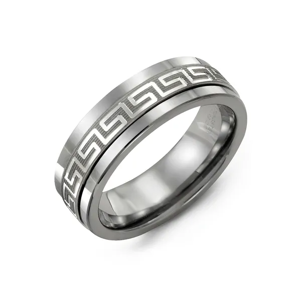 Tungsteen inlay with 10K White Gold Men's wedding band Frontenac Jewellers Kingston, ON