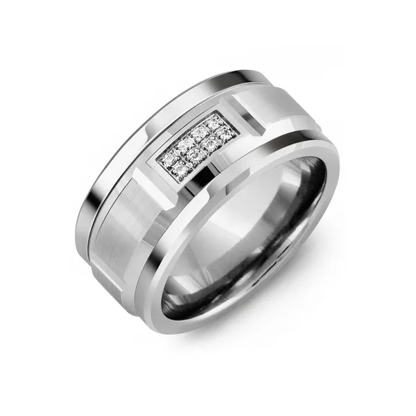 Cobalt inlay with 10K White Gold 0.08ct DIA Men's wedding band Frontenac Jewellers Kingston, ON