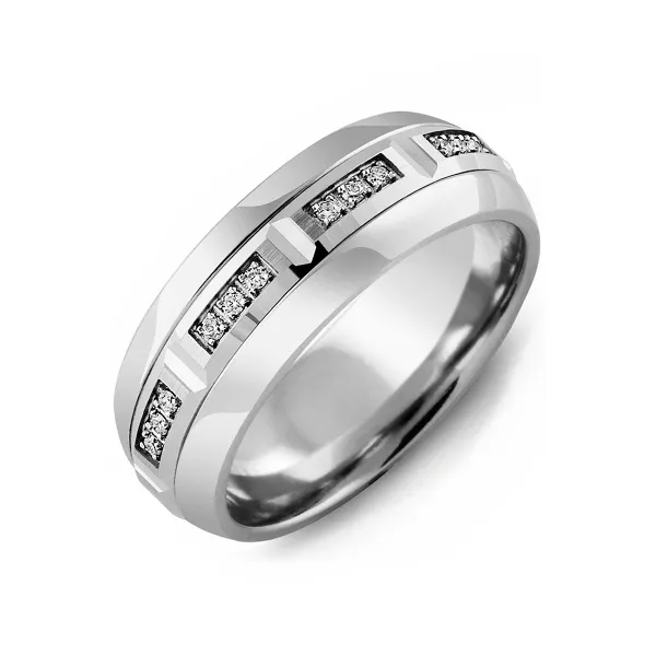white gold Wide Beveled Diamond Wedding Band Frontenac Jewellers Kingston, ON