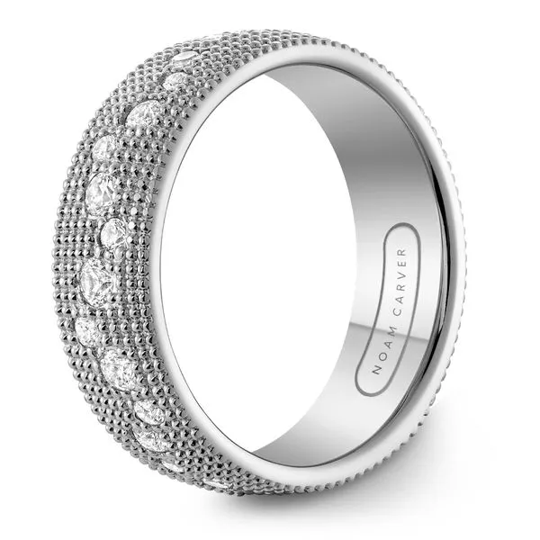 Beaded Stone Half-Way White Gold Wedding Band Image 2 Frontenac Jewellers Kingston, ON