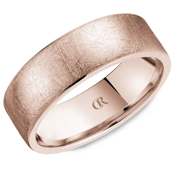 Men's 14K Rose Gold  Wedding Band– Diamond Brush Finish Frontenac Jewellers Kingston, ON