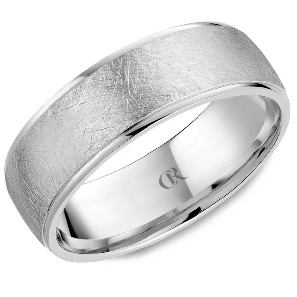 Men's White 14 Karat Gold Wedding Band – Diamond Brush Finish Frontenac Jewellers Kingston, ON