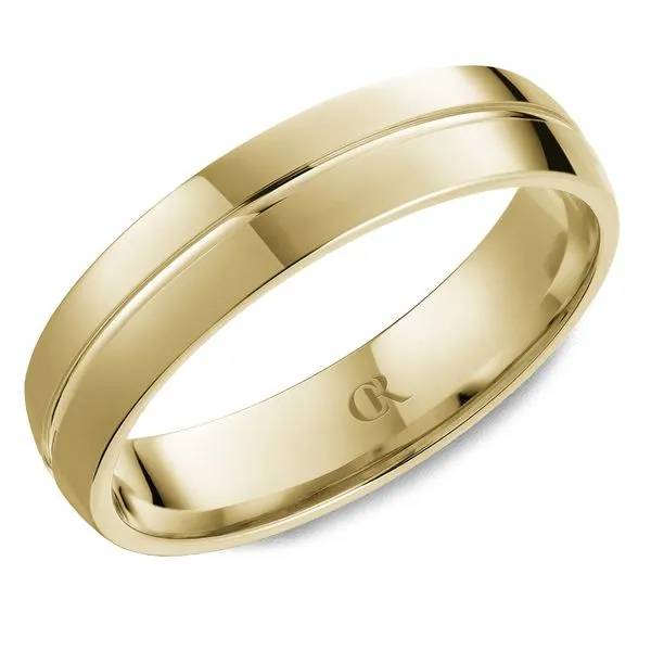 Men's 14K Yellow Gold Wedding Band – Satin Center with Polished Edge Frontenac Jewellers Kingston, ON