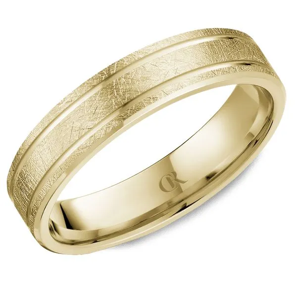 Men's 14K Yellow Gold Wedding Band – 5mm Diamond Brush Finish Frontenac Jewellers Kingston, ON