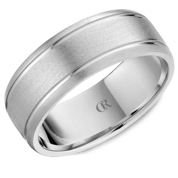 Men's 14K White Gold Diamond-Cut Finish Ring – 8mm Textured Band Frontenac Jewellers Kingston, ON