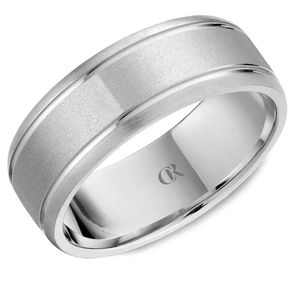 Men's 14K White Gold Sandblast Finish Ring – 8mm Matte Texture Band Frontenac Jewellers Kingston, ON
