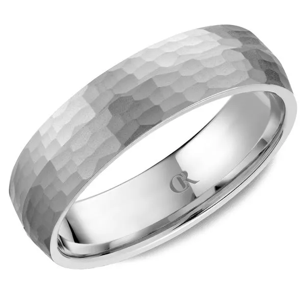 Men's 14K White Gold Knife-Edge Hammered Ring – 6mm Textured Band Frontenac Jewellers Kingston, ON