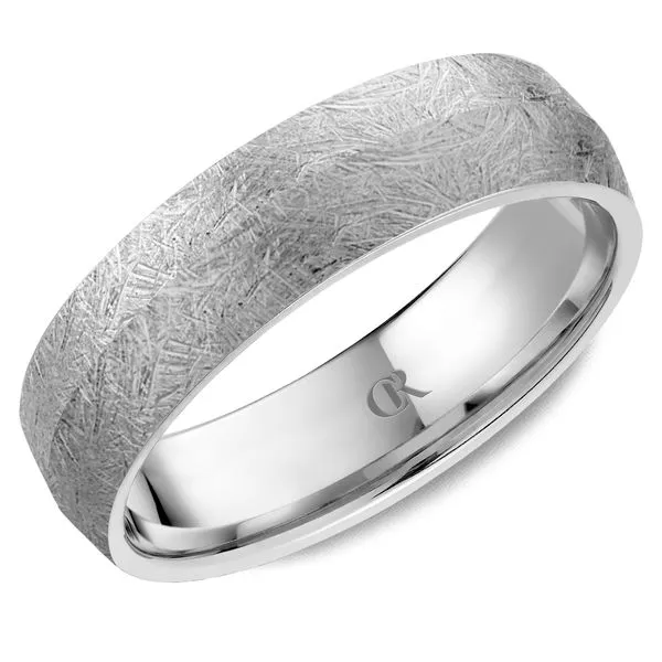 Men's 14K White Gold Knife-Edge Diamond-Cut Ring – 6mm Reflective Band Frontenac Jewellers Kingston, ON