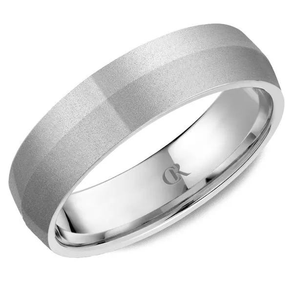 Men's 14K White Gold Knife-Edge Sandblast Finish Ring – 6mm Matte Band Frontenac Jewellers Kingston, ON