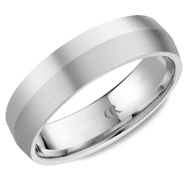 Men's 14K White Gold Knife-Edge Sandpaper Finish Ring – 6mm Textured Band Frontenac Jewellers Kingston, ON