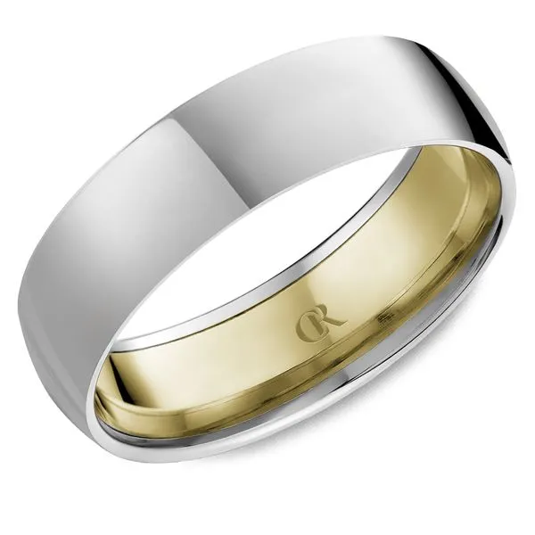 14K Two-Tone White and Yellow Gold 6mm Men’s Sandpaper Finish Ring Frontenac Jewellers Kingston, ON