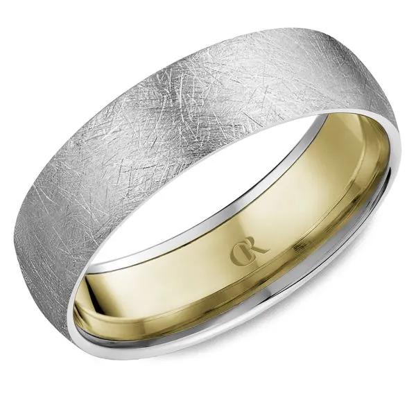 14K Two-Tone White and Yellow Gold 6mm Men’s Diamond-Cut Finish Ring Frontenac Jewellers Kingston, ON