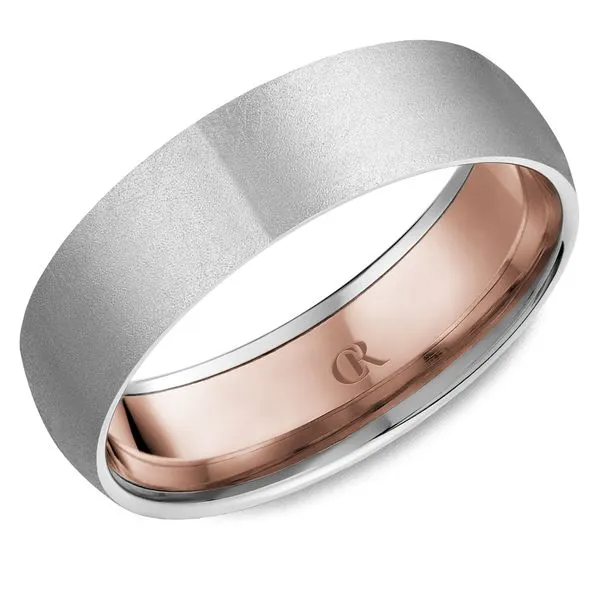 14K Two-Tone White and Yellow Gold 6mm Men’s Sandblast Finish Ring Image 2 Frontenac Jewellers Kingston, ON