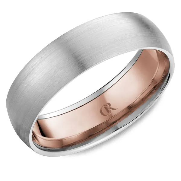 14K Two-Tone White and Yellow Gold 6mm Men’s Sandpaper Finish Ring Image 2 Frontenac Jewellers Kingston, ON