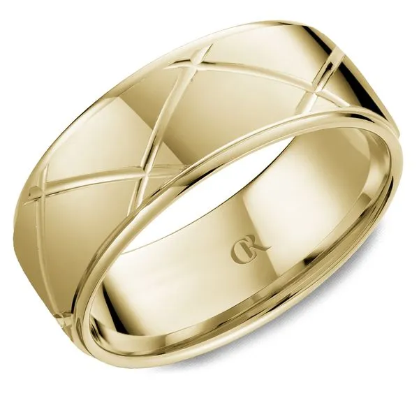 14K Yellow Gold 8mm Men’s Criss-Cross Pattern Ring Frontenac Jewellers Kingston, ON