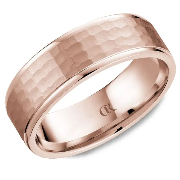 14K Rose Gold 7mm Men's Wedding Band – Hammered Finish Frontenac Jewellers Kingston, ON