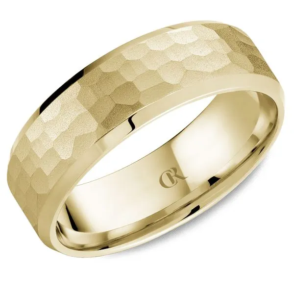 14K Yellow Gold Men's Wedding Band – 7mm (Hammered Finish) Frontenac Jewellers Kingston, ON