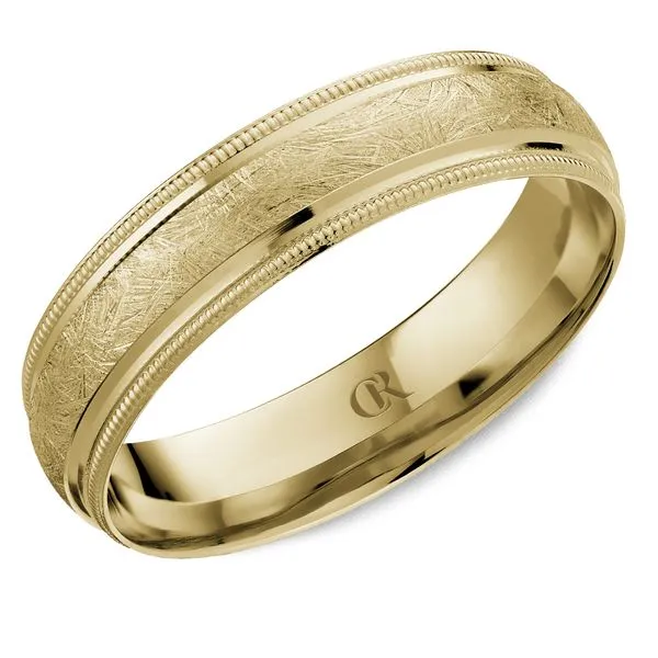 14K Yellow Gold Men's Wedding Band – 5mm with Diamond-Cut Finish & Milgrain Edges Frontenac Jewellers Kingston, ON