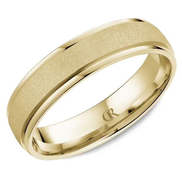 14K Yellow Gold Men's Wedding Band – 5mm with Sandblast Finish & Milgrain Edges Frontenac Jewellers Kingston, ON