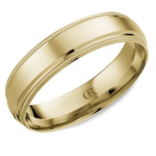 14K Yellow Gold Men's Wedding Band – 5mm with Sandpaper Finish & Milgrain Edges Frontenac Jewellers Kingston, ON