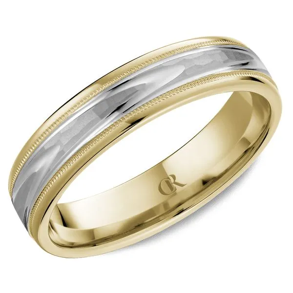 5mm Two-Tone Men's Wedding Band with Hammered Finish Frontenac Jewellers Kingston, ON