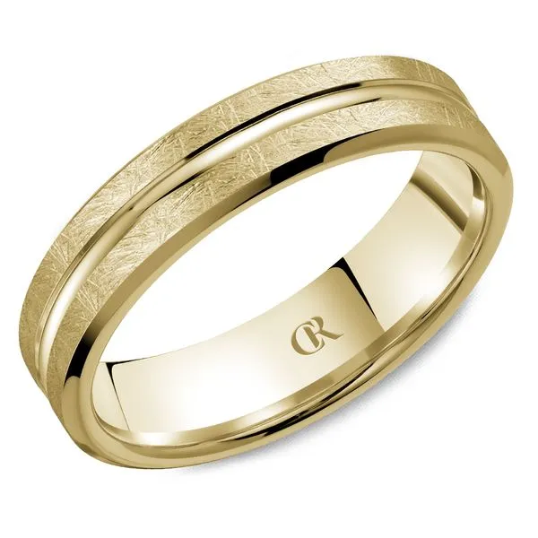 14K Yellow Gold Men's Wedding Band – 5mm Diamond-Cut Finish Frontenac Jewellers Kingston, ON