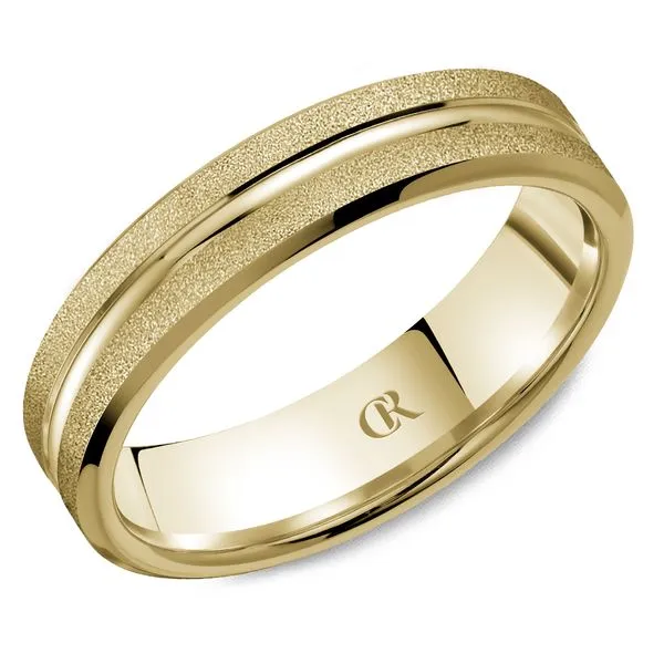 14K Yellow Gold Men's Wedding Band – 5mm Sandblast Finish Frontenac Jewellers Kingston, ON