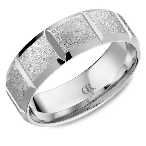 14K White Gold 7mm Men's Wedding Band with Diamond-Cut Finish Frontenac Jewellers Kingston, ON