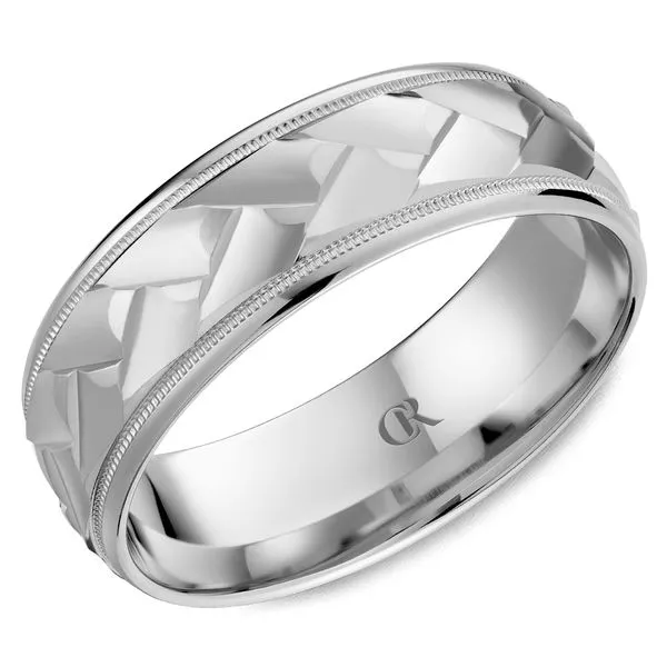14K White Gold 7mm Faceted High Polish Band with Milgrain Edges Frontenac Jewellers Kingston, ON