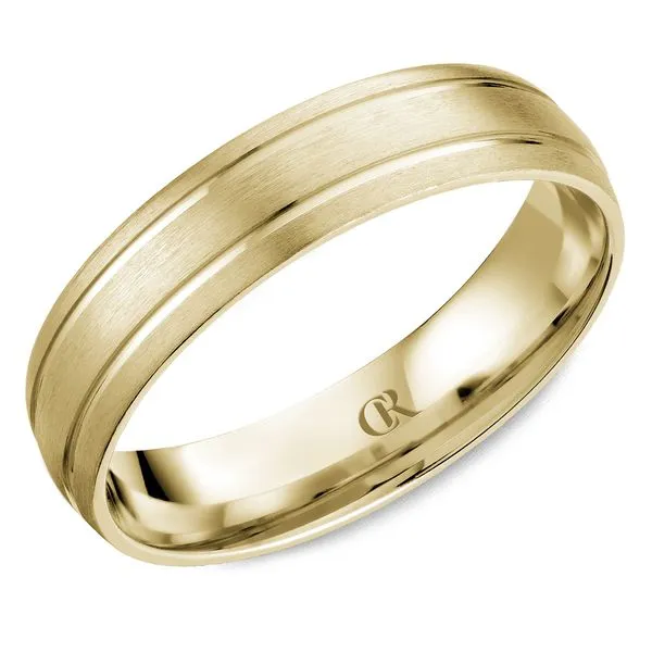 14K Yellow Gold 5mm Sandpaper Finish Band with Double Groove Design Frontenac Jewellers Kingston, ON