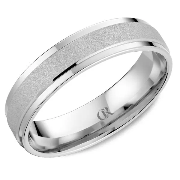 10K White Gold Sandblast Beveled Edge Ring-5mm Frontenac Jewellers Kingston, ON