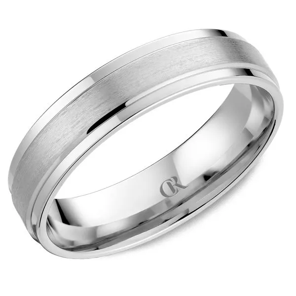 10K White Gold Sandpaper Finish Beveled Edge Ring-5mm Frontenac Jewellers Kingston, ON