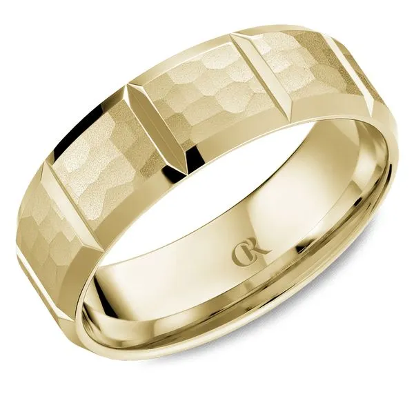 Gent’s 14K Yellow Gold Hammered Wedding Band – Textured Artisan Charm Frontenac Jewellers Kingston, ON