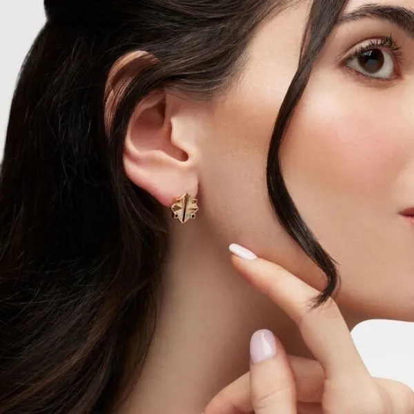 Birks Muse® Guilloché Yellow Gold Earrings Image 2 Frontenac Jewellers Kingston, ON