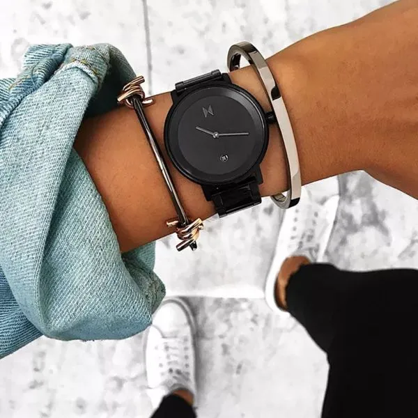 Signature II Obsidian Raven Black Stainless Steel Bracelet Watch 34mm Image 3 Frontenac Jewellers Kingston, ON