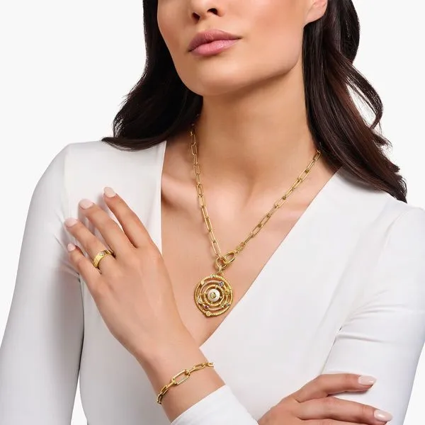 Yellow-gold plated link necklace with ring clasps and zirconia Image 2 Frontenac Jewellers Kingston, ON
