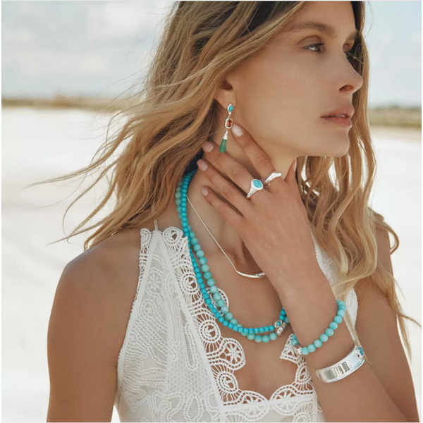 Silver Necklace with Turquoise Eye Beads Elyndra Image 3 Frontenac Jewellers Kingston, ON