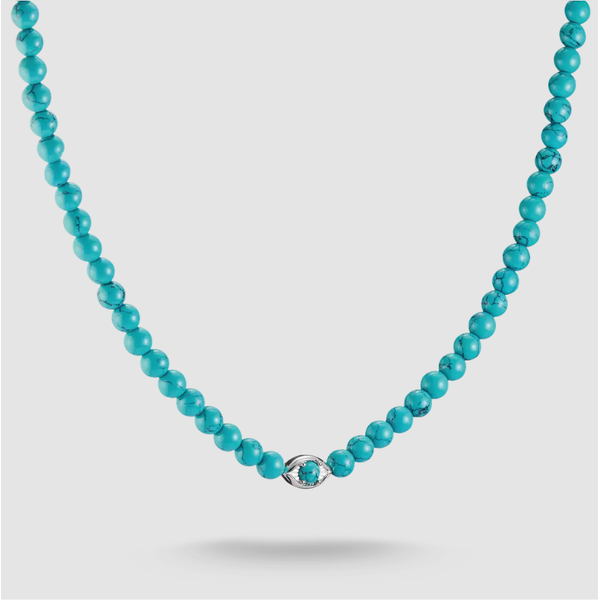 Silver Necklace with Turquoise Eye Beads Elyndra Frontenac Jewellers Kingston, ON