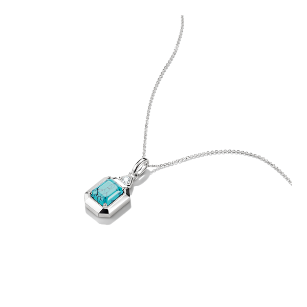 TS Silver Necklace with Imitation Turquoise Octagon Pendant Elyndra Image 2 Frontenac Jewellers Kingston, ON