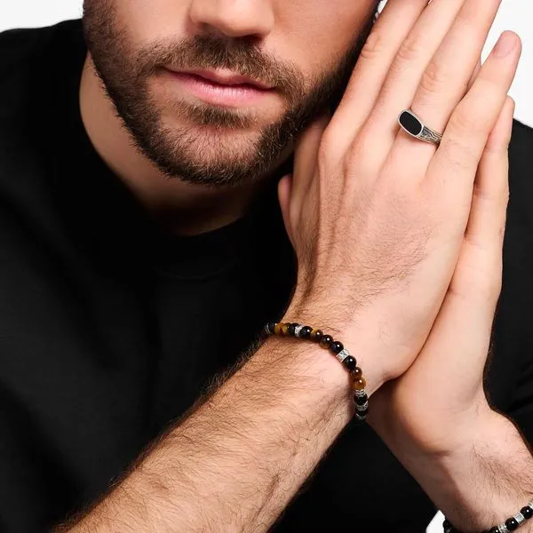 Bracelet with black onyx beads and tiger's eye beads silver Image 2 Frontenac Jewellers Kingston, ON