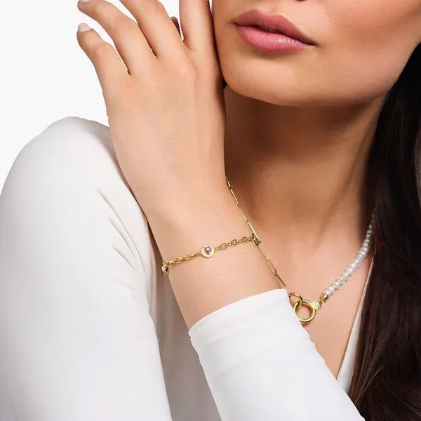 Yellow-gold plated bracelet with round elements and stones Image 2 Frontenac Jewellers Kingston, ON