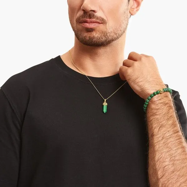 Gold-plated beads bracelet with green malachite Image 2 Frontenac Jewellers Kingston, ON