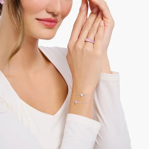 Silver bracelet with white heart-shaped pendant Image 2 Frontenac Jewellers Kingston, ON