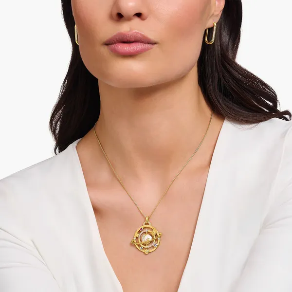 Yellow-gold plated pendant with planetary ring and various stones Image 2 Frontenac Jewellers Kingston, ON