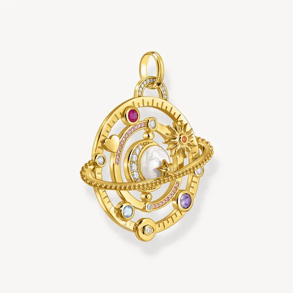 Yellow-gold plated pendant with planetary ring and various stones Image 3 Frontenac Jewellers Kingston, ON