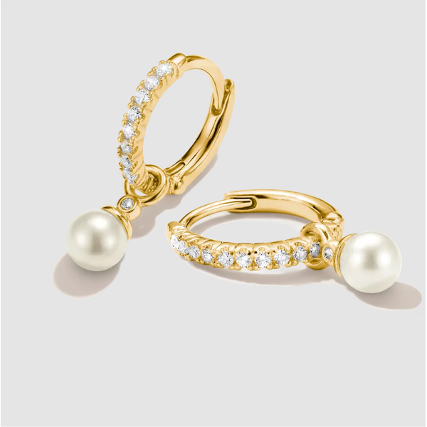 Thomas Sabo Hoop Pearl Earrings with White Zirconia Image 2 Frontenac Jewellers Kingston, ON