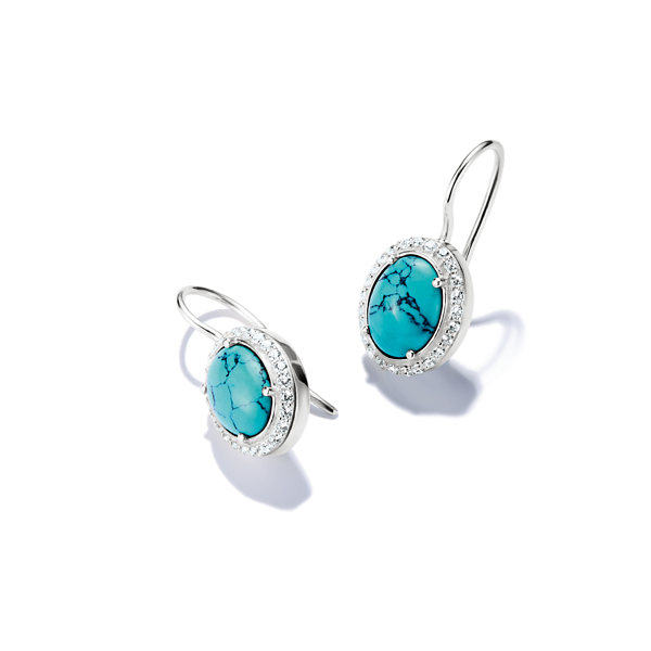 TS Silver Earrings with Turquoise Oval Stones Image 2 Frontenac Jewellers Kingston, ON