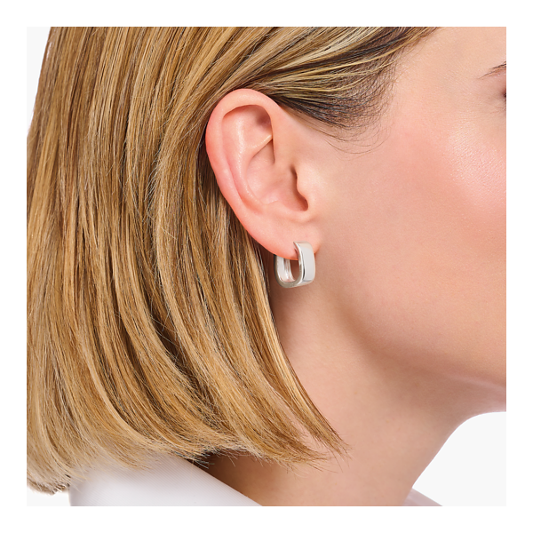 TS Silver hoop earrings in angular shape Image 2 Frontenac Jewellers Kingston, ON